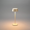 Konstsmide battery table lamp MENTON USB IP54, sand coloured, lacquered dimmable
