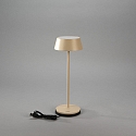 Konstsmide battery table lamp MENTON USB IP54, sand coloured, lacquered dimmable