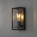 Wandleuchte BRINDISI, E27, mit Sensor, IP54, schwarz, Glas klar