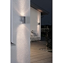 Konstsmide Au�en-Wandleuchte MONZA, mit doppeltem Lichtkegel, 2xGU10, IP44, aluminium eloxiert / Klarglas