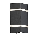 LED Au�en-Wandleuchte CREMONA, 2-seitig von 0�-90� einstellbar, 3W 3000K 600lm, 2 gefrostete Acrylglasstreifen / Anthrazit
