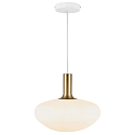 Nordlux Pendelleuchte ALTON 35, Schirm Ø 35cm / H 30cm, E27, mundgeblasenes Glas, Opalglas / messing + schwarz