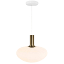 Nordlux Pendelleuchte ALTON 35, Schirm Ø 35cm / H 30cm, E27, mundgeblasenes Glas, Opalglas / messing + schwarz