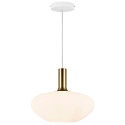 Nordlux Pendelleuchte ALTON 35, Schirm Ø 35cm / H 30cm, E27, mundgeblasenes Glas, Opalglas / messing + schwarz