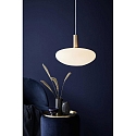Nordlux Pendelleuchte ALTON 35, Schirm Ø 35cm / H 30cm, E27, mundgeblasenes Glas, Opalglas / messing + schwarz