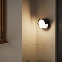 LEDS C4 Outdoor LED Wandleuchte CREU �17cm, 15,1W, 2700/3200/4000K, 1650lm, IP65, schaltbar, rund, schwarz, opal