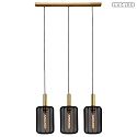 pendant luminaire CORINA 3 flames E27 IP20, brass, black dimmable
