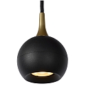 pendant luminaire FAVORI down, 4 flames, long, ball shaped GU10 IP20, black matt dimmable