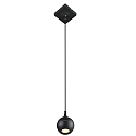 Pendelleuchte / Badezimmerleuchte FAVORI, IP44, Kugelkopf � 9cm, GU10 (exkl.), Baldachin eckig, schwarz