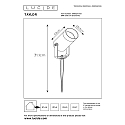 Lucide Erdspie�-Gartenstrahler TAYLOR, IP65, GU10 max. 50W, 40cm offenes Kabel, wei�