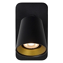 Lucide Aufbau-Wandstrahler TURNON, 1-flammig, inkl. Schalter + GU10 5W 2200-3000K (Dim-to-Warm) CRi95, schwarz / gold matt