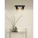 Lucide Aufbau-Deckenstrahler TURNON, 2-flammig, inkl. 2x GU10 5W 2200-3000K (Dim-to-Warm) CRi95, schwarz / gold matt