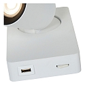 Lucide LED Wandstrahler NIGEL, GU10, 1x5W, 3000K, dimmbar, Mit USB-Ladepunkt, wei�