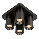 Lucide LED Deckenstrahler NIGEL, GU10, 4x5W 2200K/3000K, dimmbar, schwarz, Stahl