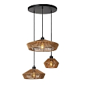 Pendelleuchte YUNKAI, � 60 cm, 3xE27, Holz hell