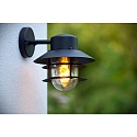 Lucide outdoor wall luminaire ZICO round, direct E27 IP44, black dimmable