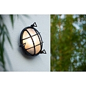 Lucide Outdoor Wandleuchte DUDLEY, 1xE27, IP65, rund, schwarz