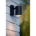 Lucide LED Outdoor Wandstrahler ARNE, � 6,3 cm, GU10, 1x5W, 2700K, IP44 - 6,3 x 12 x 11,5cm, schwarz