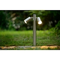 Lucide bollard lamp ARNE LED 2 flames, round GU10 IP44, chrome matt
