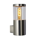 outdoor wall luminaire FEDOR cylindrical, direct E27 IP44, chrome matt dimmable