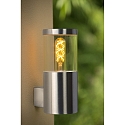 Lucide outdoor wall luminaire FEDOR cylindrical, direct E27 IP44, chrome matt dimmable