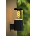 Lucide outdoor wall luminaire FEDOR cylindrical, direct E27 IP44, black dimmable