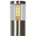 Lucide bollard lamp FEDOR cylindrical, direct E27 IP44, chrome matt dimmable