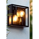 Lucide ceiling luminaire DUKAN 2 flames, square E27 IP65, black