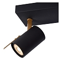 Lucide spot GRONY LED 2 flames, cylindrical GU10 IP20, gold matt, brass, black dimmable