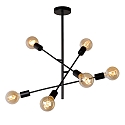 Lucide ceiling luminaire LESTER 6 flames, square E27 IP20, nickel, black