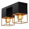 Lucide ceiling luminaire RIXT 2 flames, square E27 IP20, gold matt, brass, black