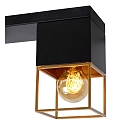 Lucide ceiling luminaire RIXT 2 flames, square E27 IP20, gold matt, brass, black