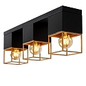 Lucide ceiling luminaire RIXT 3 flames, square E27 IP20, gold matt, brass, black