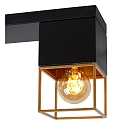 Lucide ceiling luminaire RIXT 3 flames, square E27 IP20, gold matt, brass, black