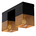 Lucide ceiling luminaire RENATE 2 flames, square E27 IP20, gold matt, brass, black