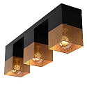 Lucide ceiling luminaire RENATE 3 flames, square E27 IP20, gold matt, brass, black