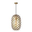 pendant luminaire WOLFRAM oval E27 IP20, gold matt, brass, black