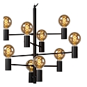 Lucide pendant luminaire LEANNE 10 flames, round E27 IP20, black