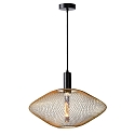 pendant luminaire MESH oval E27 IP20, gold matt, brass