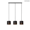 pendant luminaire ROSAS 3 flames E27 IP20, brass, black dimmable