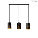 pendant luminaire ALMELO 3 flames E27 IP20, brass, black dimmable