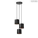 Lucide pendant luminaire ALMELO 3 flames E27 IP20, brass, black dimmable