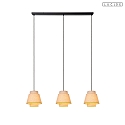 pendant luminaire TRIBUTE 3 flames E27 IP20, beige, black dimmable