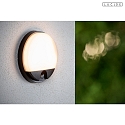 Lucide outdoor wall luminaire HUPS IR round, with sensor IP54, black 
