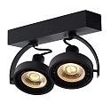 Lucide spot DORIAN LED 2 flames, round GU10 IP20, black dimmable