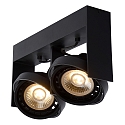 spot GRIFFON LED 2 flames, square GU10 IP20, black dimmable