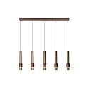 LED Pendelleuchte MARGARY, 5-flammig, 5x 4,2W, 2700K, 460lm, IP20, dimmbar, kaffee