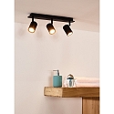 Lucide LED Deckenstrahler LENNERT Badezimmerleuchte, GU10, 3x5W, 3000K, dimmbar, IP44, schwarz