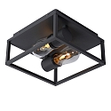 ceiling luminaire CARLYN 2 flames, square E14 IP54, black matt