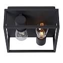 ceiling luminaire CARLYN 2 flames, square E14 IP54, black matt